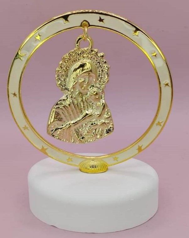 Μπομπονιέρα Βαπτισης-Γάμου Βότσαλο Κύκλος Με εικόνα παναγία τιμή 3.80€