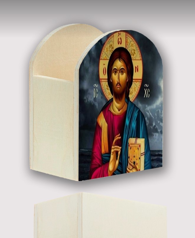 μολυβοθήκες ξύλινες ντεκουπάζ σε θέμα άγιοι εκκλησιαστικά μπομπονιέρες βάπτισης τιμή 1.69€