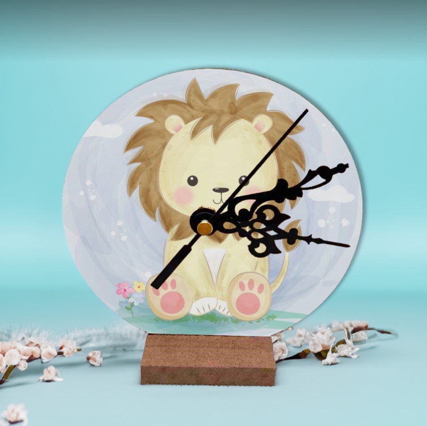 Μπομπονιέρα Βάπτισης Ρολόι Ξύλινο Με λιονταράκι Τιμή 2.50€