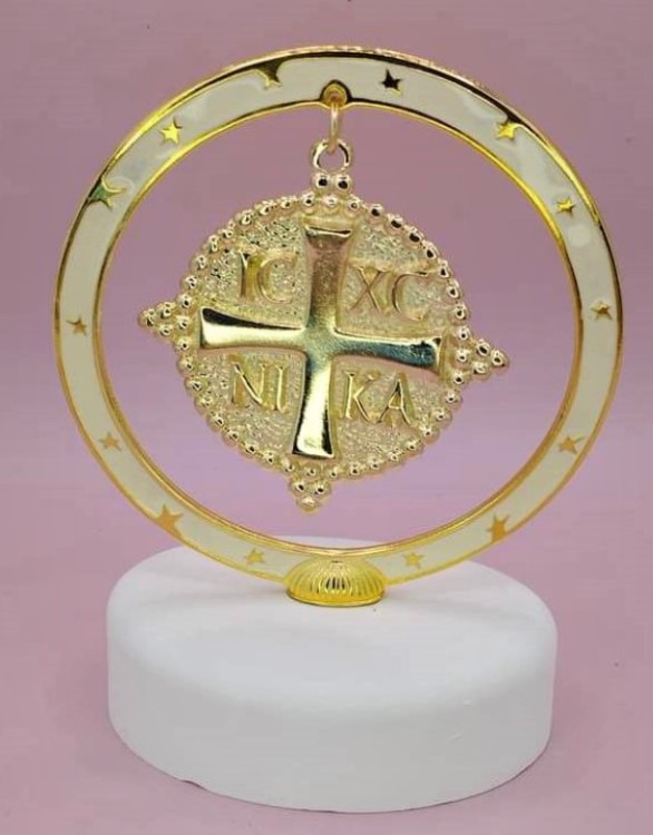 Μπομπονιέρα Βαπτισης-Γάμου Βότσαλο Κύκλος Με Κωνσταντινάτο τιμή 3.80€