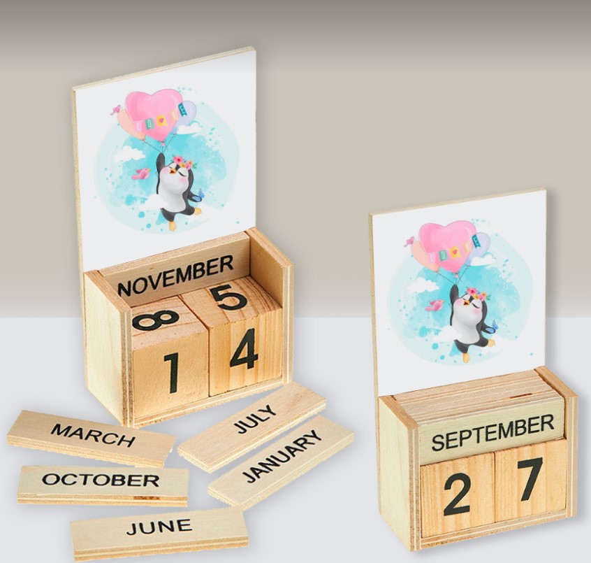 ημερολόγιο ξύλινο μπομπονιέρα βάπτισης με θέμα πιγκουίνο τιμή 1.90€