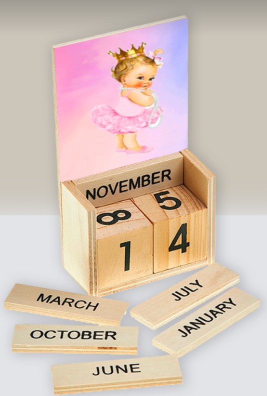 ημερολόγιο ξύλινο μπομπονιέρα βάπτισης με θέμα μικρή πριγκίπισσα τιμή 1.90€