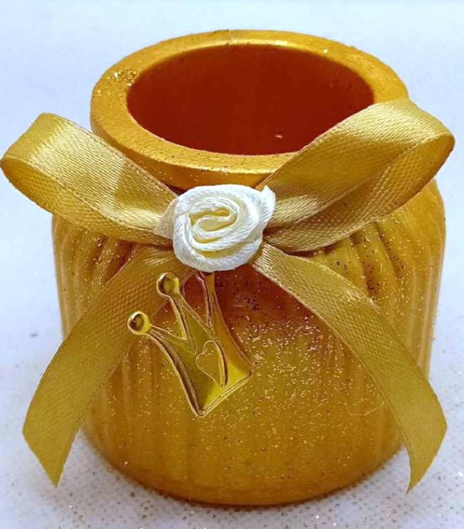 Μπομπονιέρες Βάπτισης-Γάμου βαζάκι κεραμικό στολισμένο με κορώνα τιμή 2.20€