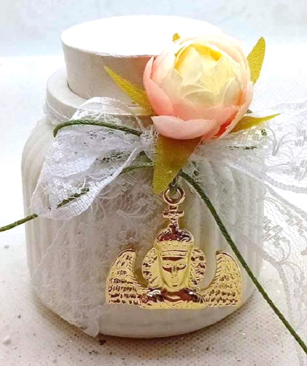 Μπομπονιέρες Βάπτισης-Γάμου βαζάκι κεραμικό στολισμένο με αρχάγγελο τιμή 2.50€