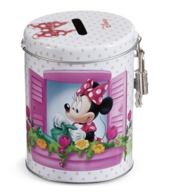 Μεταλλικός Κουμπαράς Minnie Λουλούδια Μπομπονιερα Βαπτισης Disney τιμή 1.70€