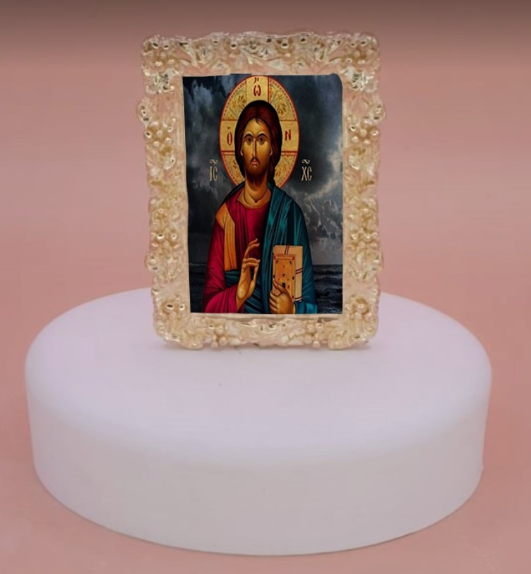 χριστός Εικόνα Κορνίζα Σε Βότσαλο Μπομπονιέρα τιμή 2.60€