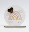 Καδράκι με τυπωμένο σχέδιο ουράνιο τόξο και καρδιά plexiglass Φ10cm Μπομπονιέρα Βάπτισης Τιμή 1.45€