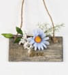 Κρεμαστό Ξύλινο καδράκι με λουλούδια 15Χ20CM Μπομπονιέρα Βάπτισης-Γάμου Τιμή 1.75€