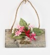 Κρεμαστό Ξύλινο καδράκι με λουλούδια και plexiglass love 15Χ20CM μπομπονιέρα βάπτισης-γάμου τιμή 1.75€