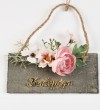 Κρεμαστό Ξύλινο καδράκι με λουλούδια και plexiglass καλημέρα 15Χ20CM Μπομπονιέρα Βάπτισης-Γάμου Τιμή 1.75€