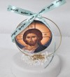 Εικόνα χριστός ξύλινη τυπωμένη Σε Βότσαλο και κύκλο Μπομπονιέρα Βάπτισης-Γάμου Τιμή 2.15€