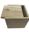 Ξύλινο αλουστράριστο τετράγωνο κουτάκι με συρταρωτό καπάκι 7 x 7.5 x 7.5 εκ.